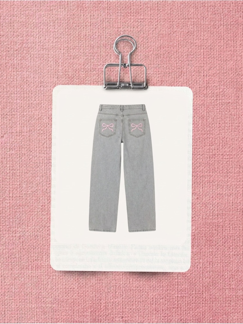 Edikted Women's Light Blue Jeans with Pink Bow